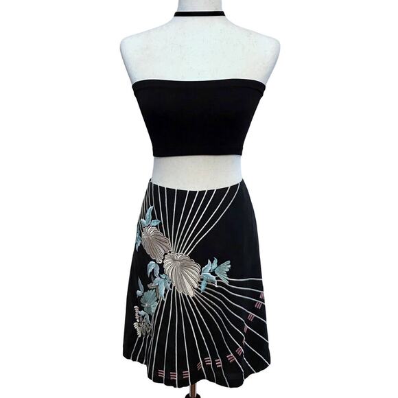 French Connection Black Embroidered Mini Skirt Women 8 - Picture 1 of 11